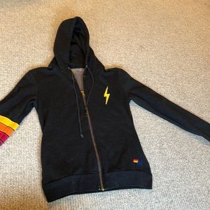 Black Aviator Nation lighting bolt zip up